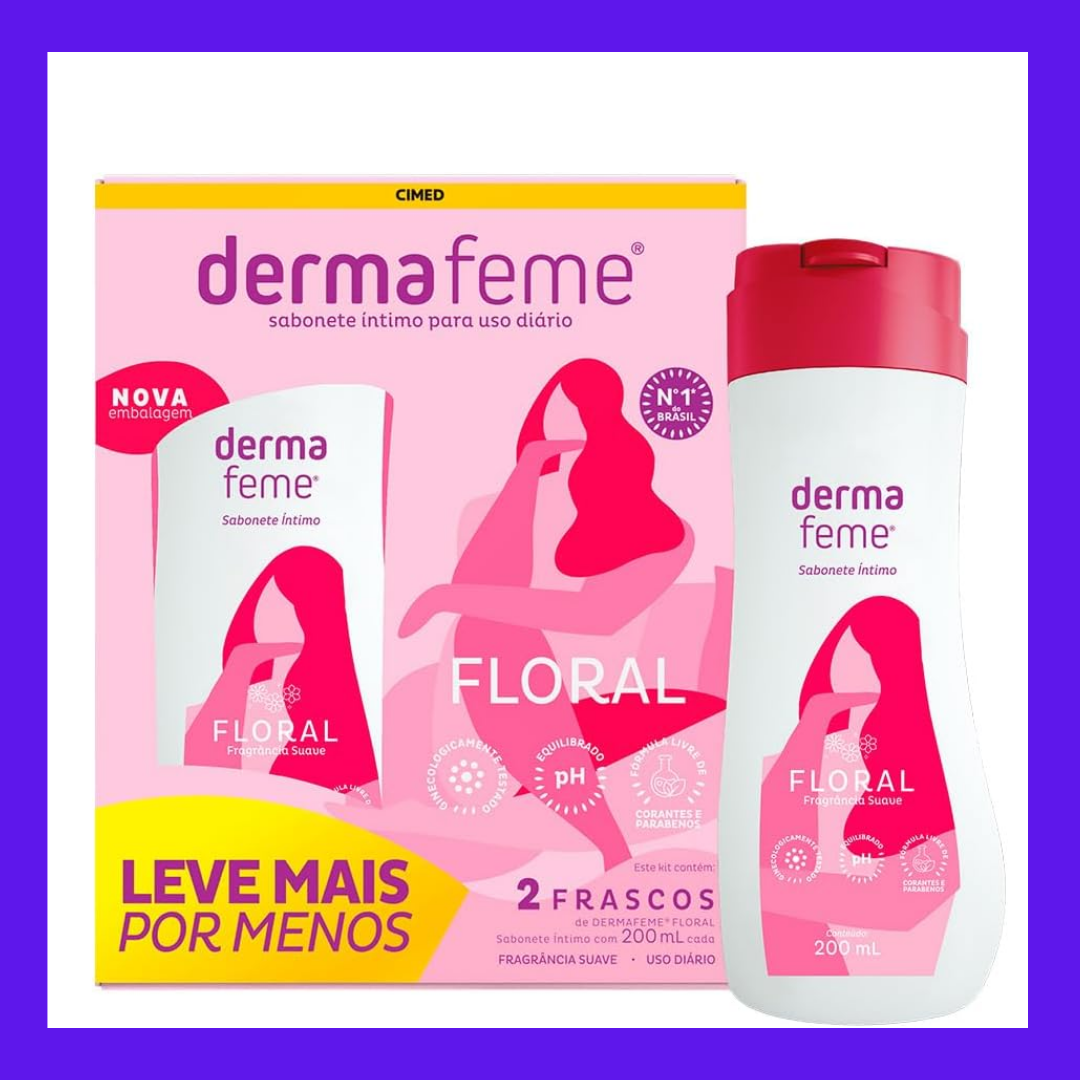 Sabonete Líquido Íntimo com 2 unidades de 200ml cada DERMAFEME Floral